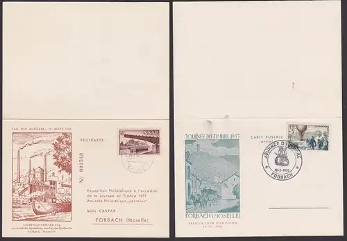 Forbach (Moselle) la poste par ballons, 1955 18 F Saar FDC (Mi.Nr 330 160,-), Gersweiler, geprüft NEY OPP., num. 001543