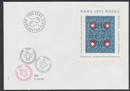 Helvetia Bern FDC  Block 21 mit NABA 1971 Basel Block