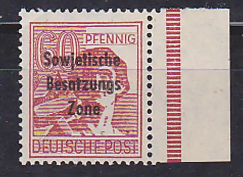 SBZ helle 60 postfrische Marke mit rechtem RandMiNr. 195