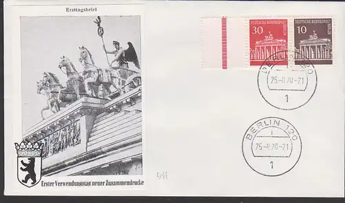 BERLIN (WEST) 120 Brandenburger Tor Zdr. W44 Schmuckbrief FDC für Zusammendrucke