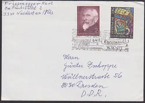 Christkindl Werbestempel 1973 Chirstkind, Weinachten nach der DDR