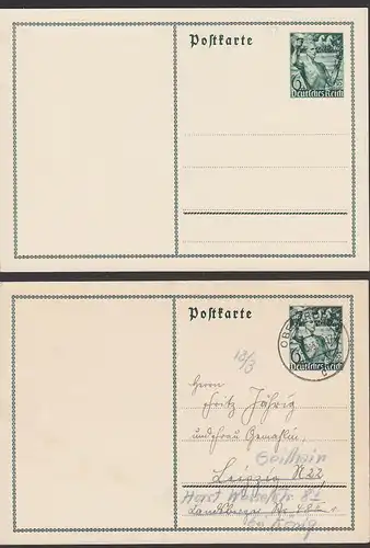 Deutsches Reich 2 Ganzsachen P267 Fackelträger Brandenburger Tor * und gest. Olbernhau