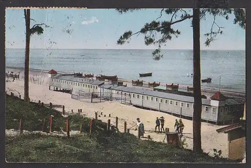 Latvija, Litauen CAK 1928 mit Bahnpostst. pasta wagen Riga mit Nachgebühr, Abb. Rigas jürmala, Ostsee Badestrand