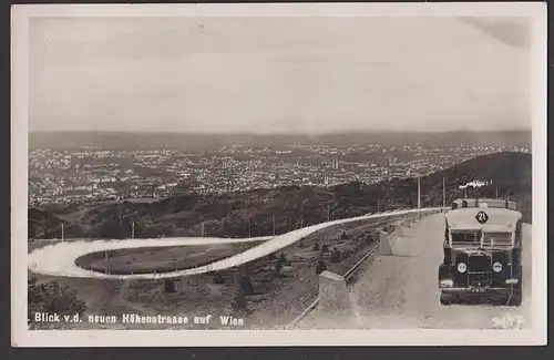 Wien, Karte Wiener Hochstraße Kahlenberg, Carte postale, Autobus Nr. 21, Blick auf Wien 1938