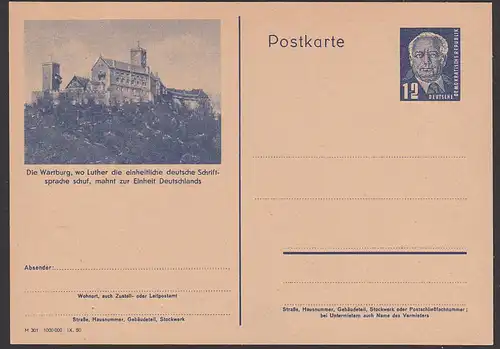 DDR Bildpostkarte * "Die Wartburg, wo Luther die einheitsliche deutsche Schriftsprache schuf... " P47/04, Eisenach