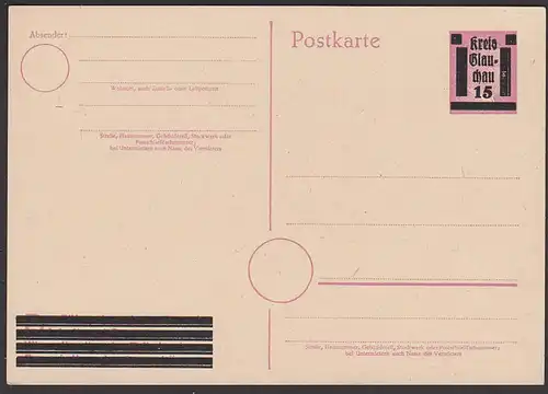 Glauchau (Sachsen) GA PB 893II ungebraucht SBZ 15 auf 6 Pf Lokalausgabe