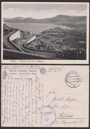 Palermo Nationale faschistische Partei, Partito nazional fascista  Ansichtskarte 1942 von FpNr. L 34112
