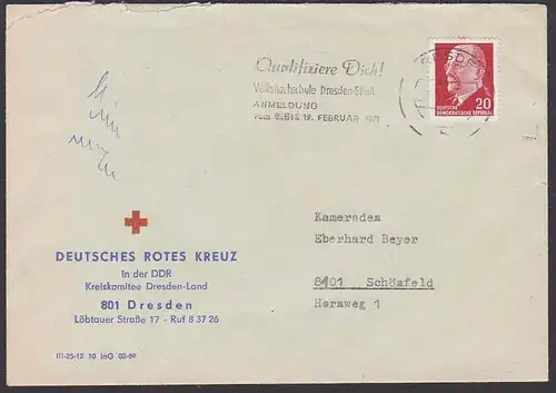 croix rouge DDR "QualifiziereDich! Volkshochschule Dresden", MWSt., Vordruckbrief Deutsches Rotes Kreuz,