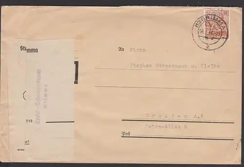 SBZ Handstempel Bezirk 27 HOHNSTÄDT Tagesstempel GRIMMA, geprüft Dr. Modry (MiNr. 174V)