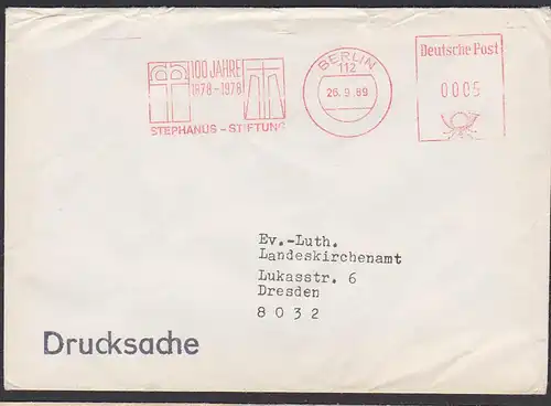 Berlin AFS "100 Jahre Stephanus - Stiftung 187 - 1978" 1989 als Drucksache, Abb. Kirchlogo