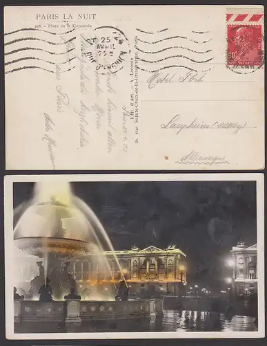 carte postale 1932 paris la nuit Oberrand nach Allemagne