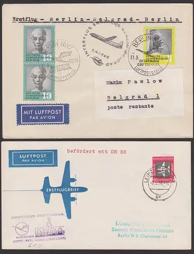 Luftpost air mail Erstflug TURBOPROP IL18 Moskau, Berlin-Belgrad-Berlin, Leipzig - Karl-Marx-Stadt mit DH 55