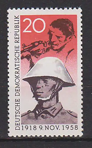 Arbeiter mit Gewehr, Soldat der Nationalen Volksarmee DDR MiNr. 662 20 Pf.  postfrisch, zurückgezogenen Marke