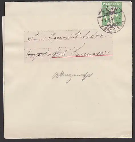 Bern Ganzsache Streifbandsendung nach hannover 1909 Telljunge Armbrust
