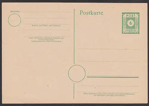 GA 6 Pfg. Ostsachsen ungebraucht (MiNr. P8a 20,-)