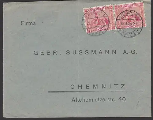 Sarre Saargebiet NEUNKIRCHEN (SAAR) 25 C (2). Rathaus St. Johann Fernbrief