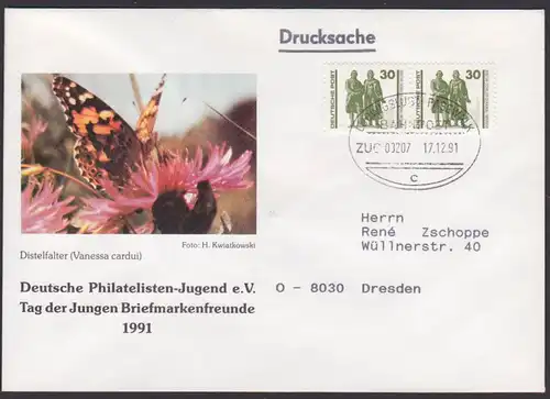 DDR Bahnpost LUDWIGSLUST - PASEWALK Zug 08207 als Drucksache mit 30 Pf.(2) J. W. von Goethe und Frierich Schiller Weimar