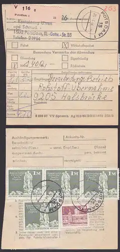 Wirtschafts-Wert-Paketkarte  über 1.400 M aus Potsdam VEB Bergbau - u. Hüttenkombinat Freiberg Halsbrücke 1983