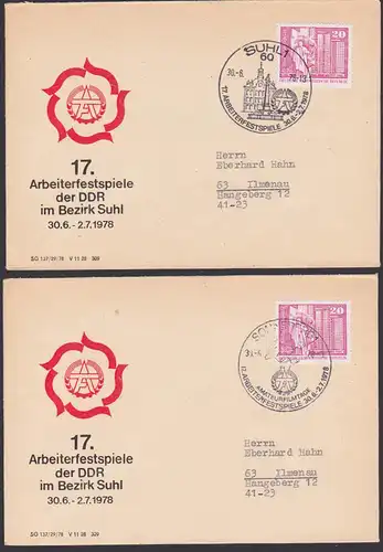 Arbeiterfestspiele der DDR im Bezirk Suhl, 1978, Schmuckbriefe Amateurfilmtage Sonneberg, Suhl Rathaus