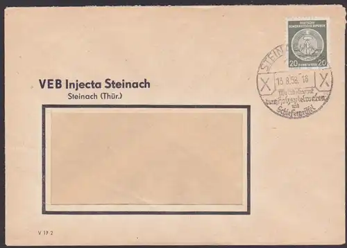 Steinach (Thüringen) 1958 Dienstpost-Brief Werbestempel Schifer Schiefergriffel Holzspielwaren