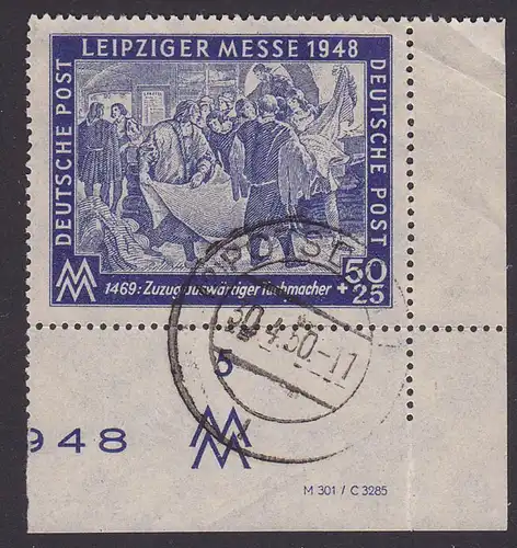SBZ Leipziger Messe 1948, 50 Pf mit Druckvermerk (MiNr. 199 DV 25,-) gest. am Letzttag Potsdam