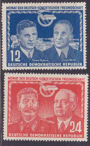 DSF Deutsch-sowjetische Freundschaft, Stalin Wilhelm Pieck Sonderausgabe DDR 296/7 ** Erich Wirth