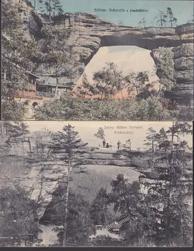 Böhmische Schweiz 2 Karten Prebischtor Sudetenland Böhmen, 1907, 1935 Herrenskretschen