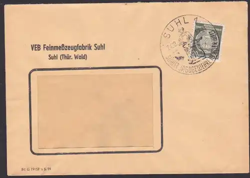 SUHL SSt. "Suhler Jagdgewehre in aller Welt" Abb. Schmied am Amboss 1957, Abs. VEB Feinmesszeugfabrik