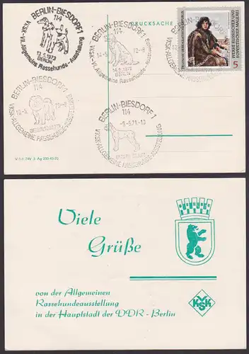Berlin-Biesdorf offizielle Karte mit verschiedenen SoSt. versch. Jahre dogs Hunde Rassehundeausstellung