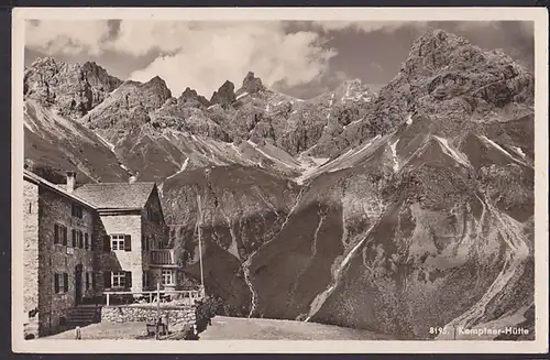 Kemptner Hütte Allgäuer Alpen Krottenspitzen Hüttenstempel 1846 m MWSt. Post-Reisescheck 1936 Photokarte