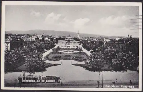Jugoslavia Jugoslawien 1932 Photokarte  ZAGREB Zagreb Panorame Straßenbahn