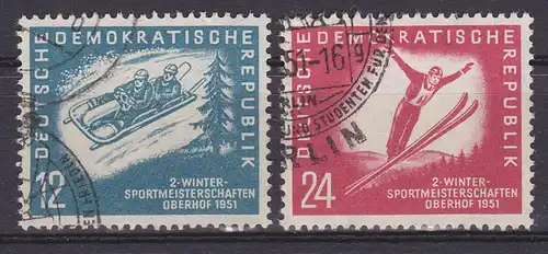 Wintersportmeisterschaften Oberhof 1951 Zweierbob Skispringer (Mi.-Nr. 280/1 32,-)