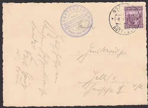 Gottesgab höchste Stadt Mitteleuropas Sporthotel Grünes Haus zweisprachiger Stempel Fotokarte