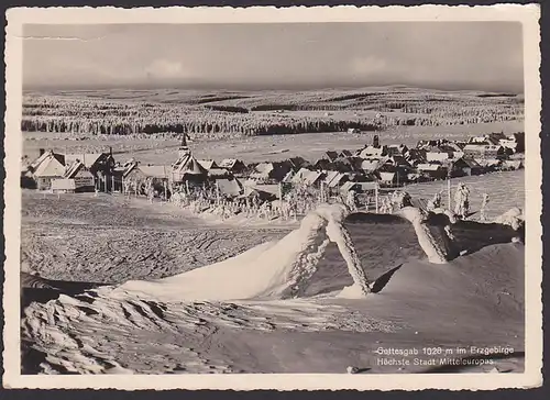 Gottesgab höchste Stadt Mitteleuropas Sporthotel Grünes Haus zweisprachiger Stempel Fotokarte