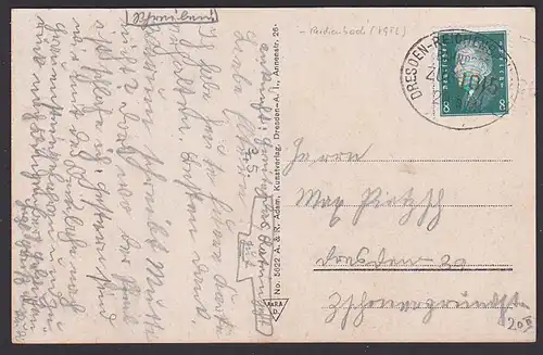 Bahnpost DR 1931 DRESDEN - REICHENBACH Zug 1015 auf Ak Klingenberg Sommerheim