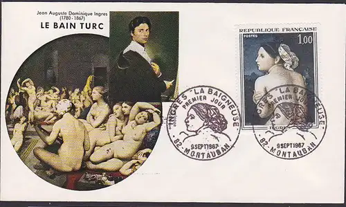 Le bain Turc 1967 Jean Auguste Domiique Ingres "La Baigneuse" Frauen FDC  Die Badende