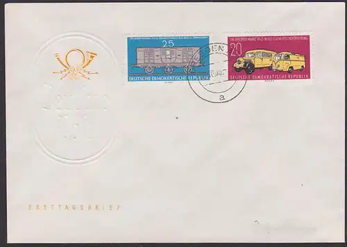 Postkraftwagen Bahnpostwagen Tag der Bfm 1960  (Mi. 789/0) FDC mit Tagesstempel Dresden