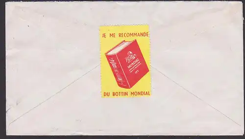 Ecuador lettre cover 1956 Vignette Je me recommande du bottin mondial