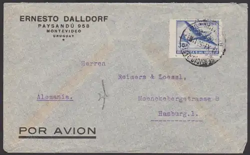 Uruguay, Luftpost por avion Montevideo 1952