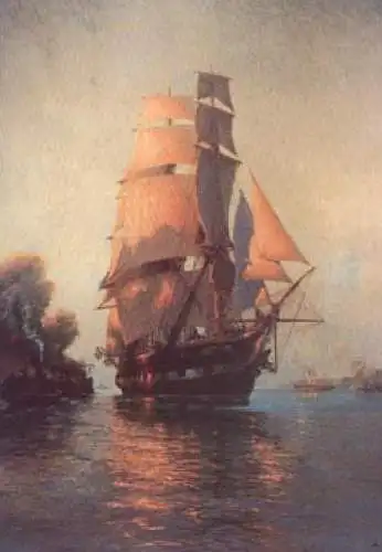 Segelschulschiff Niobe auf der Kieler Förde 1897, Gemälde von Hans Bohrdt Navire-école de voil, Telegramm Lx103