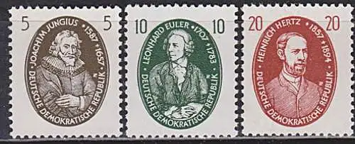 Leonhard Euler, Heinrich Hertz berühmte Naturwissenschaftler  Germany  DDR 574/76 ** unused