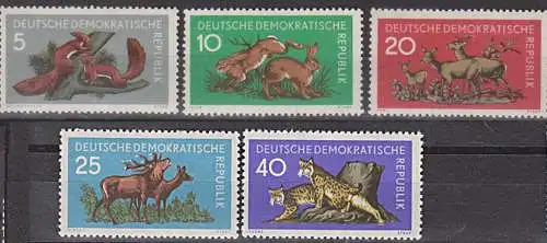 Luchs Eichhörnchen Feldhase Rotwild Germany DDR 737/41 **