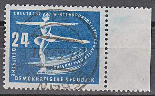 DDR 247 PFI "Schrägstrich am linken Bein" o 24 Pf. 1. Wintersportmeisterschafte n in der DDR 1950 Eiskunstlauf