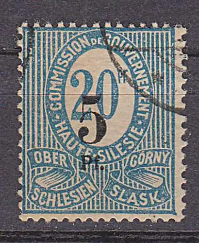 Oberschlesien 10XV gest. Plattenfehler "Hohe H" 25,- Katalog