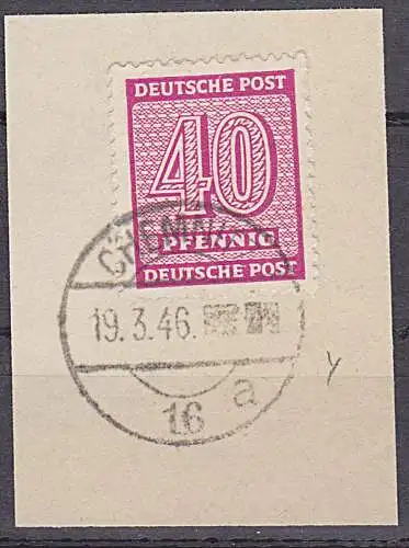 SBZ 136Y  Westsachsen 40 Pf Ziffernzeichnung auf Briefstück gest. Chemnitz