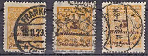 DR 327B(3)  5  Milliarden gestempelt Inflation, Marken mit Durchstich
