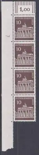 BERLIN Brandenburger Tor Freimarke 10 Pfg. ** aus Bogen mit Druckerzeichen Berlin 286 DZ7