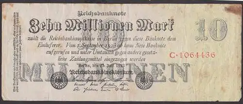 Reichsbanknote 10 Millionen vom 25.7.1923 - Rosenberg 95 mit FZ: C