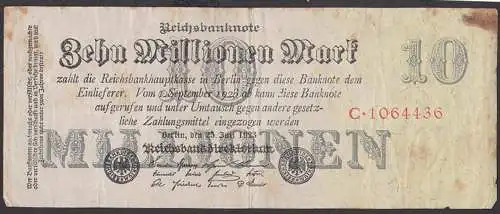 Reichsbanknote 10 Millionen vom 25.7.1923 - Rosenberg 95 mit FZ: C