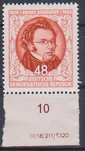 Franz Schubert DDR 404 ** mit Druckvermerk